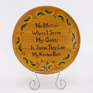vtg Norcrest Wall Plaque Wood "No Matter Where I Serve My Guests Kitchen Best"